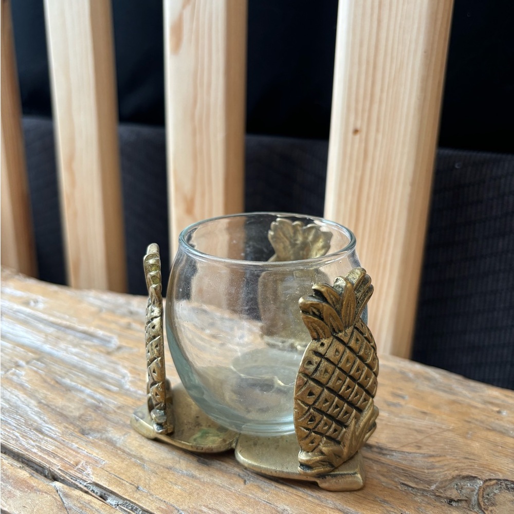 Gold Pineapple Glass Candle Holder